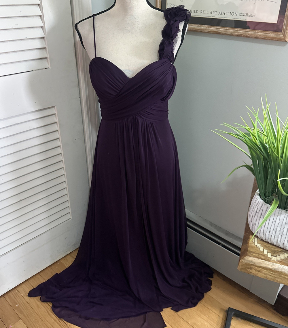 Vintage Betsy & Adam Dress Womens 6 Purple Floral Strap Retro Y2K Hoco Gala Glam